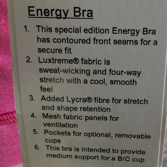 NWT HJMG LULULEMON ENERGY BRA W/ PADS - - Size 10 - Picture 4 of 6
